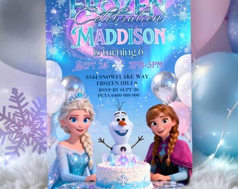 Frozen Birthday Invitation: Editable Princess Elsa Invite Template (Printable Digital Download)