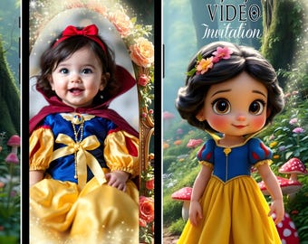 Snow White First Birthday Video Invitation: Editable Princess Party (Digital Download)