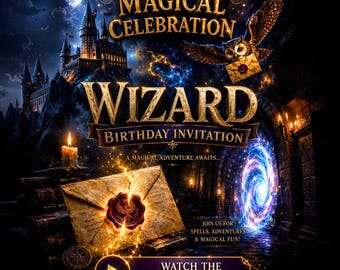 Wizard Video Invitation: Animated Magical Birthday Invite Fantasy Party (Digital Download MP4)