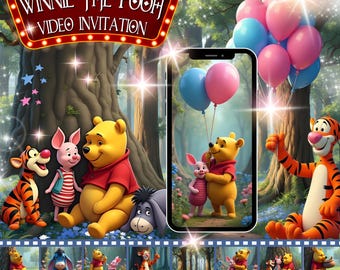 Invito video animato per baby shower di Winnie the Pooh: Pooh Bear e i suoi amici (download digitale MP4)