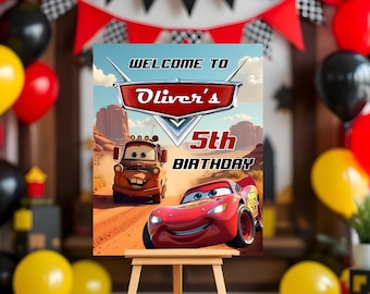 Cars Birthday Welcome Sign: Lightning McQueen & Mater (Instant Download)
