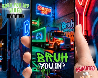 Game Truck Birthday Video Invitation: Animated Bruh You in Party Evite (MP4 Digital Download)