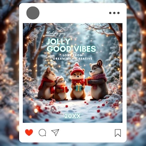 Kerstwensen Instagram-postsjabloon Bewerkbare Pixar Woodland Instagram-postsjabloon Kerstkaart Instagram Reel Business Instagram