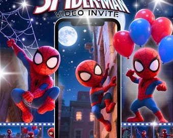 Spiderman Birthday Video Invitation: Animated Spider Superhero Party Evite (MP4 Digital Download)