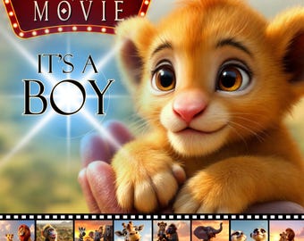 Lion King Gender Reveal Movie: Personalized Baby Boy Announcement (MP4 Digital Download)