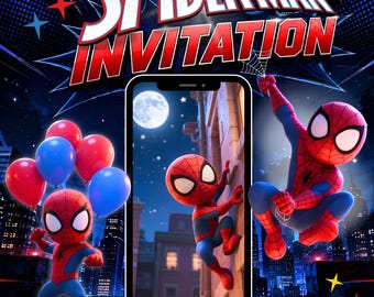 Spiderman Birthday Video Invitation | Animated Superhero Boy Party Invite | Edit in Canva or We Edit for You