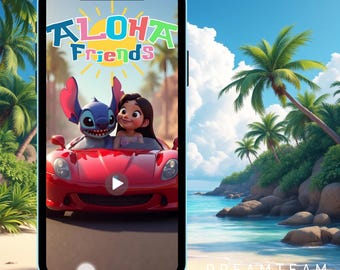 Lilo & Stitch Birthday Video Invitation: Animated Evite (1125 x 2436 px) (Digital Download)