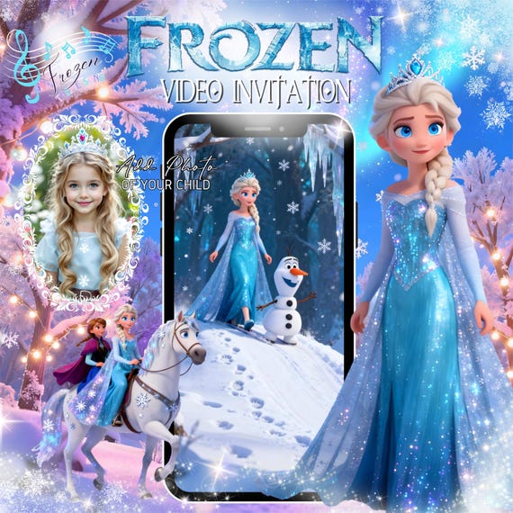 Frozen Birthday Photo Video Invitation Animated Magical Princess Elsa, Anna, Olaf Party Evite - Etsy Israel Frozen Birthday Photo Video Invitation Animated Magical Princess Elsa, Anna, Olaf Party Evite - Etsy Israel