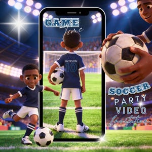 Soccer Birthday Video Invitation: African American Football Party Evite (MP4 Digital Download)