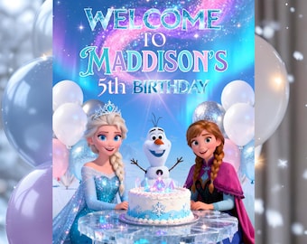 Frozen Birthday Welcome Sign: Princess Elsa Party Decor (Instant Download)