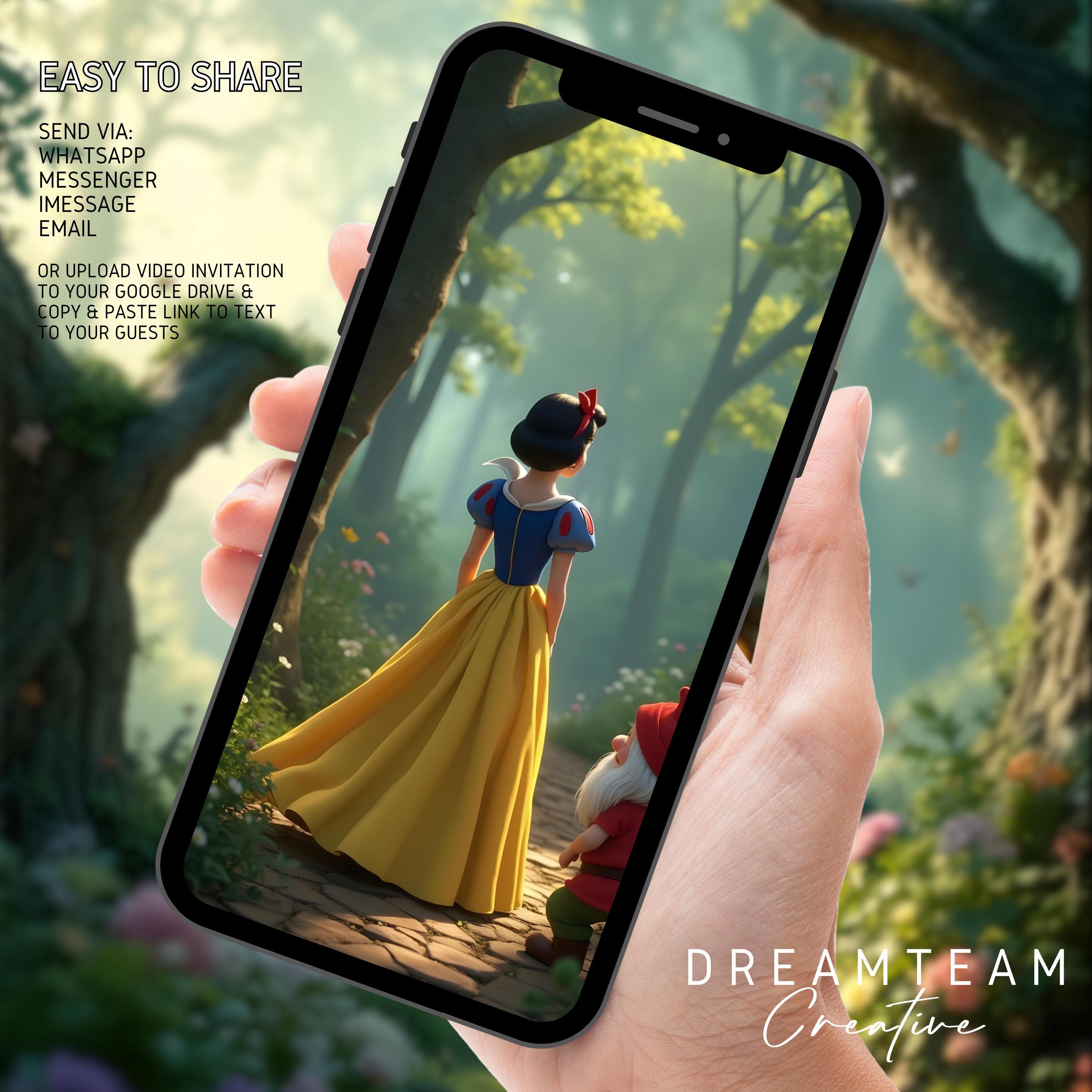 Snow White Birthday Video Invitation: Princess Party Evite (MP4 Digital ...