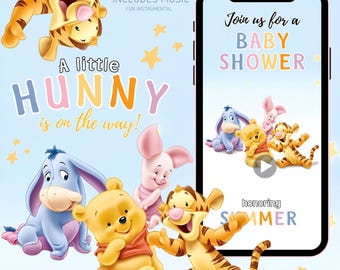 Invito video per baby shower di Winnie the Pooh: tema neutro animato (modello scaricabile in formato MP4)