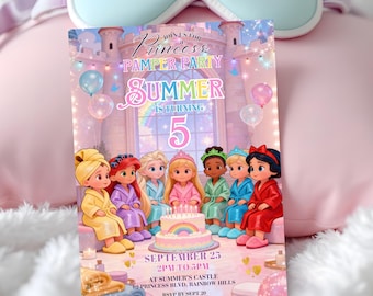 Princess Pamper Party Invitation | Spa Birthday Invite | Printable Digital Download