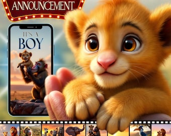 Lion King Gender Reveal: Baby Boy Announcement Video (MP4 Digital Download)