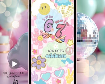 Six Seven Birthday Video Invitation | Preppy I was 6 Now I'm 7 | Digital Download