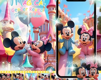 Mickey and Minnie Mouse Gender Reveal Video Invitation: Editable Evite (Digital Download)
