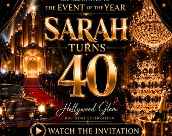 Hollywood Glam Birthday Video Invitation Luxury Adult Birthday Cinematic Movie Trailer VIP Red Carpet