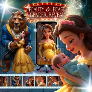 Beauty and the Beast Gender Reveal Video: Princess Belle Baby Boy Announcement (Digital Download)