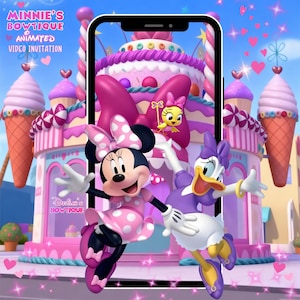 Minnie Bow-tique Birthday Video Invitation | Animated Daisy Duck Boutique Party Invite | Digital Download