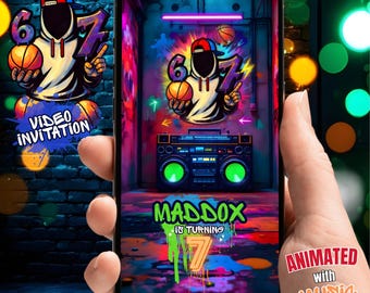 6-7 Birthday Video Invitation | Animated Graffiti Bruh Six Seven Theme | Digital Download
