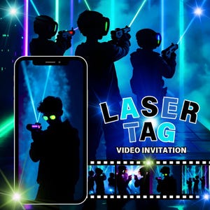 Invito VIDEO LASER TAG modificabile Invito animato per festa Laser Tag al neon digitale Invito Laser Tag Evite Invito Laser Tag luminoso Video MP4 Vid