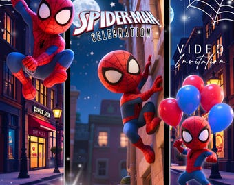 Animated Spiderman Birthday Invitation: Superhero Party Video Invite (MP4 Digital Download)