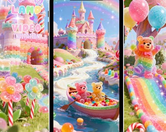 Candyland Birthday Video Invitation: Animated Sweet One Party Invite (Digital Download MP4)