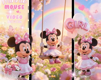 Minnie Baby Shower Video Invitation: Animated Girl Spring Baby Show Evite (Digital Download MP4)