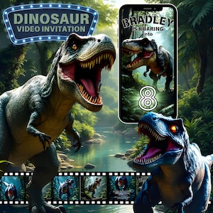 T-Rex Dinosaur Birthday Video Invitation: Animated Party Evite (MP4 Digital Download)