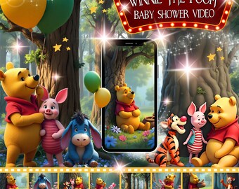 Invito video per baby shower di Winnie the Pooh: tema neutro rispetto al genere (download digitale MP4)