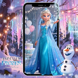 Frozen Birthday Video Invitation | Animated Princess Elsa and Olaf Party Evite | Digital Download MP4