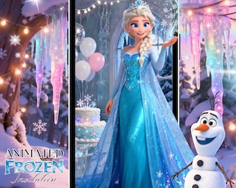 Frozen Birthday Video Invitation | Animated Princess Elsa and Olaf Party Evite | Digital Download MP4