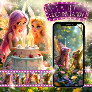 Fairy Birthday Video Invitation: Animated Garden Party Evite (MP4 Digital Download)