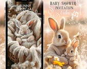 Bunny Boho Baby Shower Video Invitation: Animated Evite (MP4 Downloadable File)
