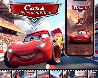 Lightning McQueen Cars Birthday Video Invitation (MP4 Digital Download)