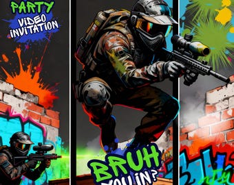 Paintball Party Video Invitation | Bruh you in? Paint Ball Birthday Evite | Digital Download MP4