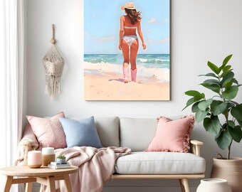 Coastal Cowgirl Art Print: Beachy Western Decor (Digital Download)
