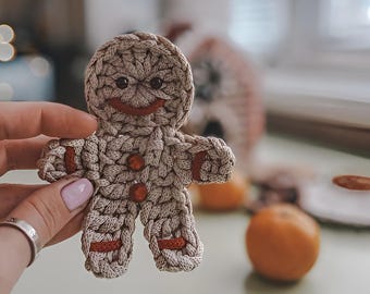 Gingerbread Man Crochet Pattern, Christmas Ornament (PDF Pattern)