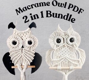 Kit Macramé Hibou DIY - Décoration Murale Suspendue - Pour Débutants Avec Instructions - Coton Blanc/beige/marron