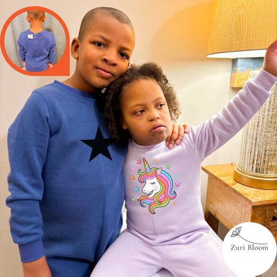 Special Need Back Zipper Pajama Toddler Gift PJ Set Reverse Zip Large Size Kid Clothing Anti-Strip One Piece Autism Mom Gift Down Syndrome