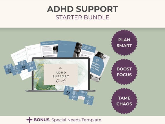 ADHD Tracker Worksheet Executive Function Planner Digital Organization Tool Resource Printable Template Affirmation Self Help Student Aid