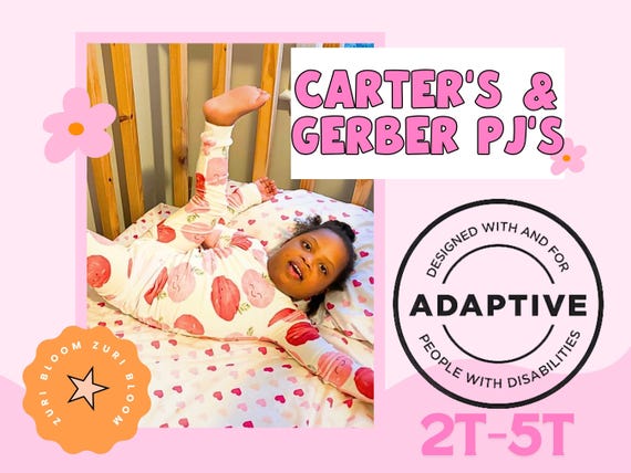 Special Need Pajama Set Toddler 2 Piece Back Zip Reverse Diaper Anti-Strip PJ Set Disability Gift Mom Set Cute Girl Carter Gerber Onesie
