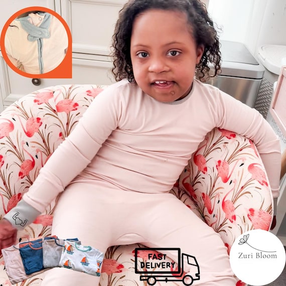 Back Zipper Pajama Special Need Toddler Gift PJ Set Reverse Zip Large Size Kid Clothing Anti-Strip One Piece Autism Mom Gift Down Syndrome