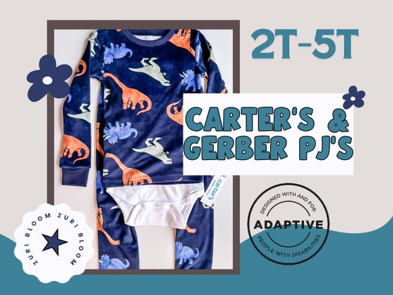 Special Need Pajama Set Toddler 2 Piece Back Zip Reverse Diaper Anti-Strip PJ Set Disability Gift Mom Set Cute Girl Carter Gerber Onesie