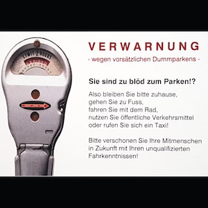 WAARSCHUWING - vanwege opzettelijk dom parkeren - set van 25 kaarten