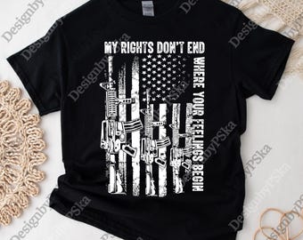 Mis derechos no terminan donde empiezan tus sentimientos (PNG), Republicano conservador de la Segunda Enmienda (digital), Funda con bandera estadounidense para propietario de arma (PNG)