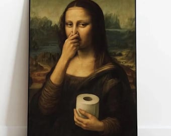 Mona Lisa Pinching Her Nose png, Stylish Feminine Room Decor Digital, Funny Bathroom Decor png, Funny Bathroom Digital Print, Digital File