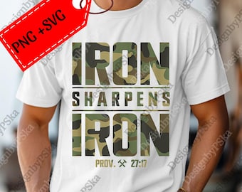 Iron Sharpens Iron Christian svg, Mens Iron Sharpens Iron Proverbs Bible png, Christian Dad Faith Tee Digital Cross Gift, Christian svg