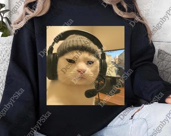 Seriös gamer kattunge png, katt digital, meme cringe rolig png, digital nedladdning