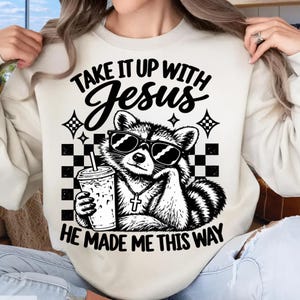 Neem het op tegen Jezus Wasbeer PNG, Christelijk geloof digitale download, Bijbelvers clipart